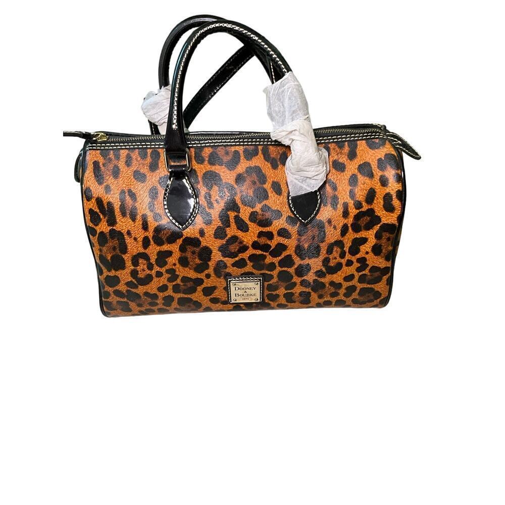 Dooney&Bourke Women Brown  Leopard Print Crossbody‎ Strap Satchel Handbag